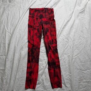 Lululemon Size 2 Red Tie Dye Leggings w Pockets High Rise